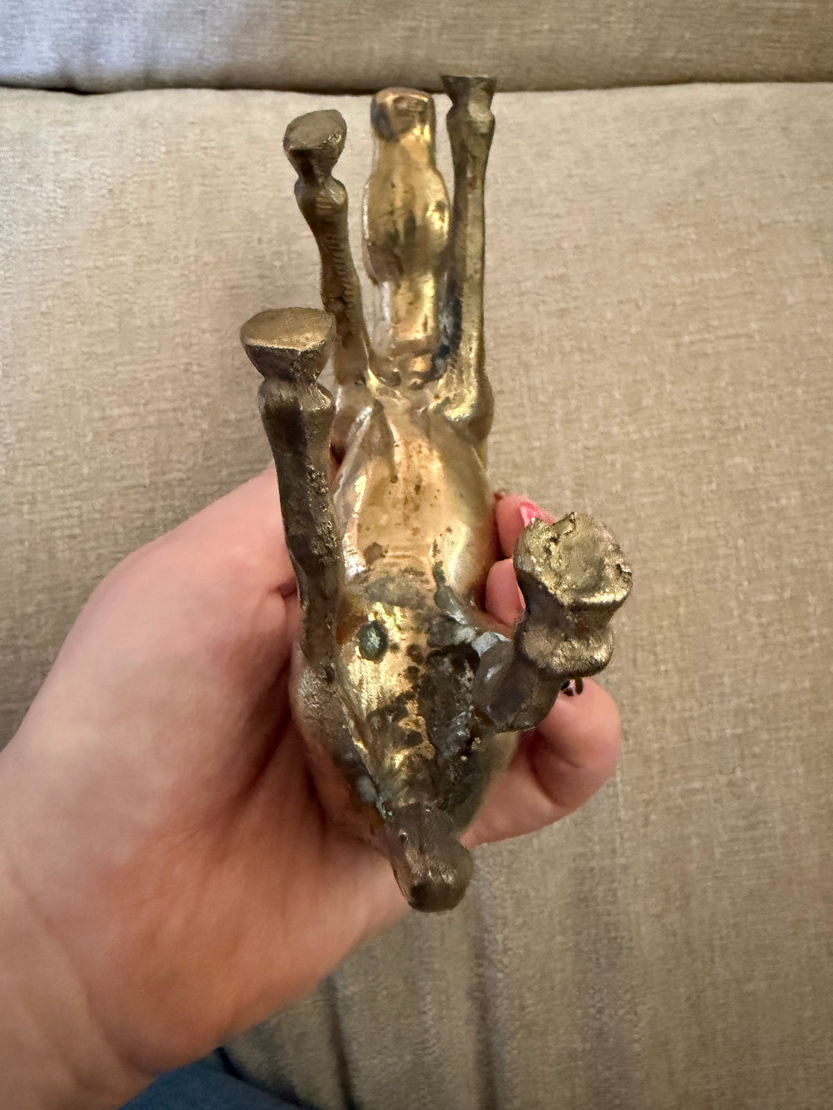 Vintage Brass Grazing Horse Figurine