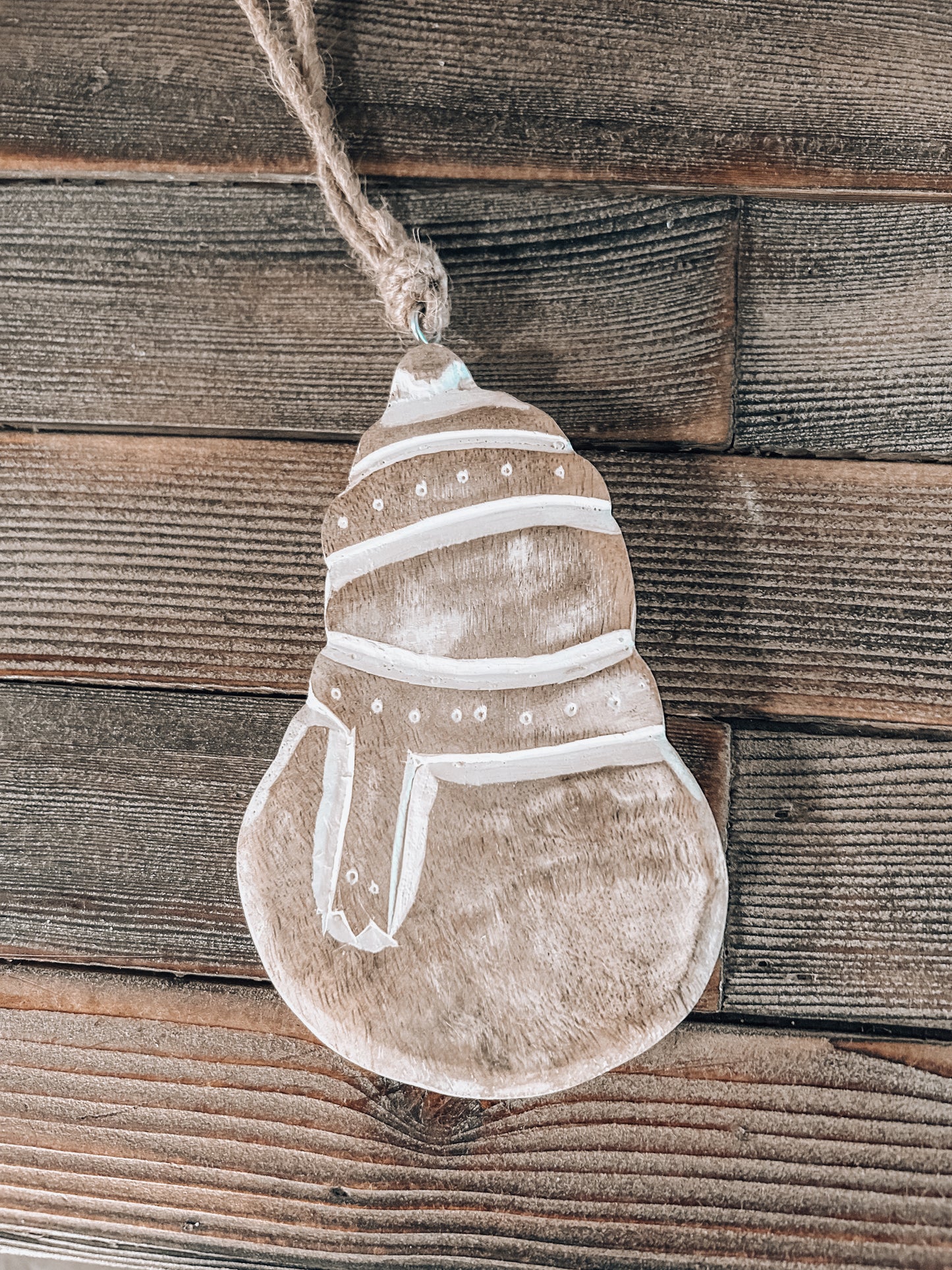 Hand Carved Snowman Ornament