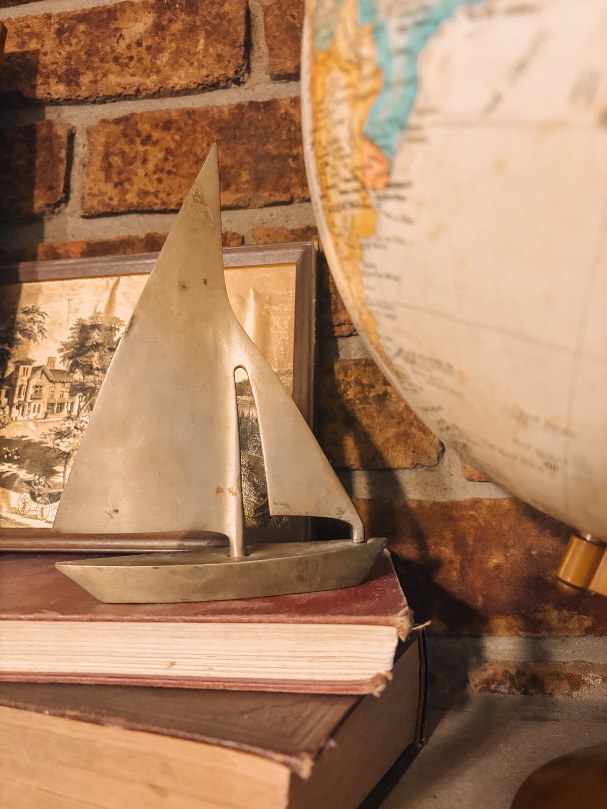 Vintage Brass Sailboat Figurine
