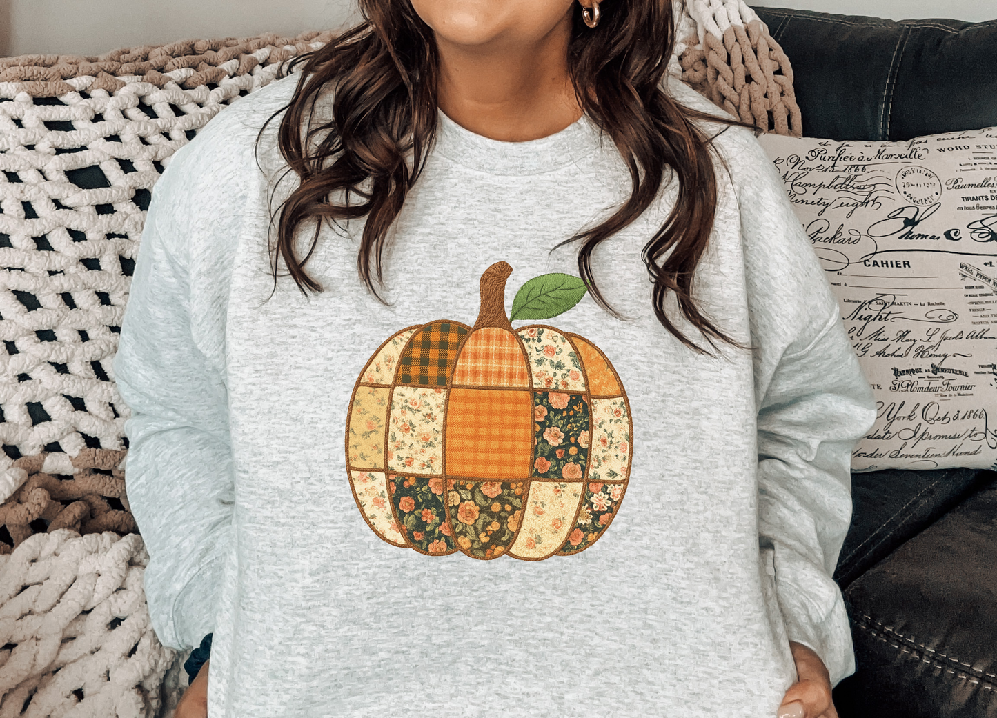 Faux Floral Patchwork Pumpkin
