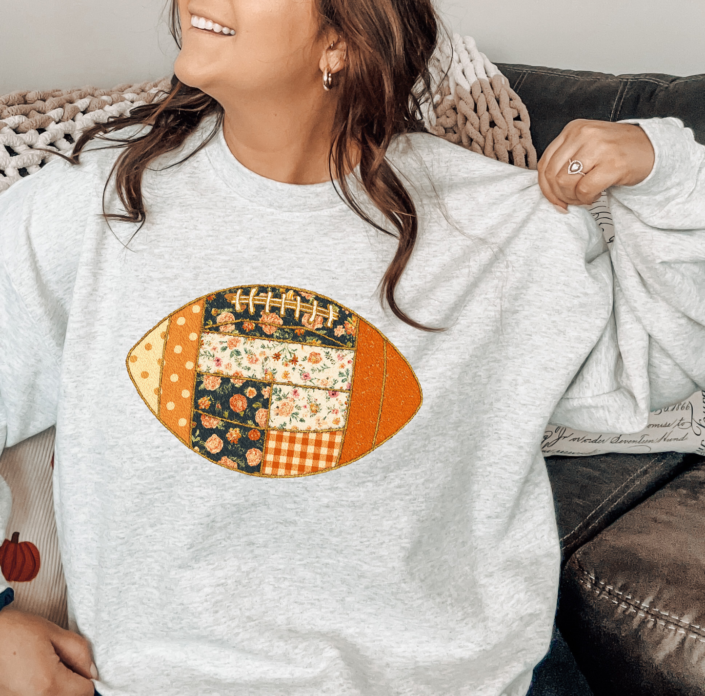 Faux Floral Patchwork Football