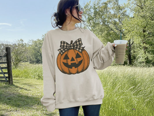 Checker Bow Jack-o-lantern