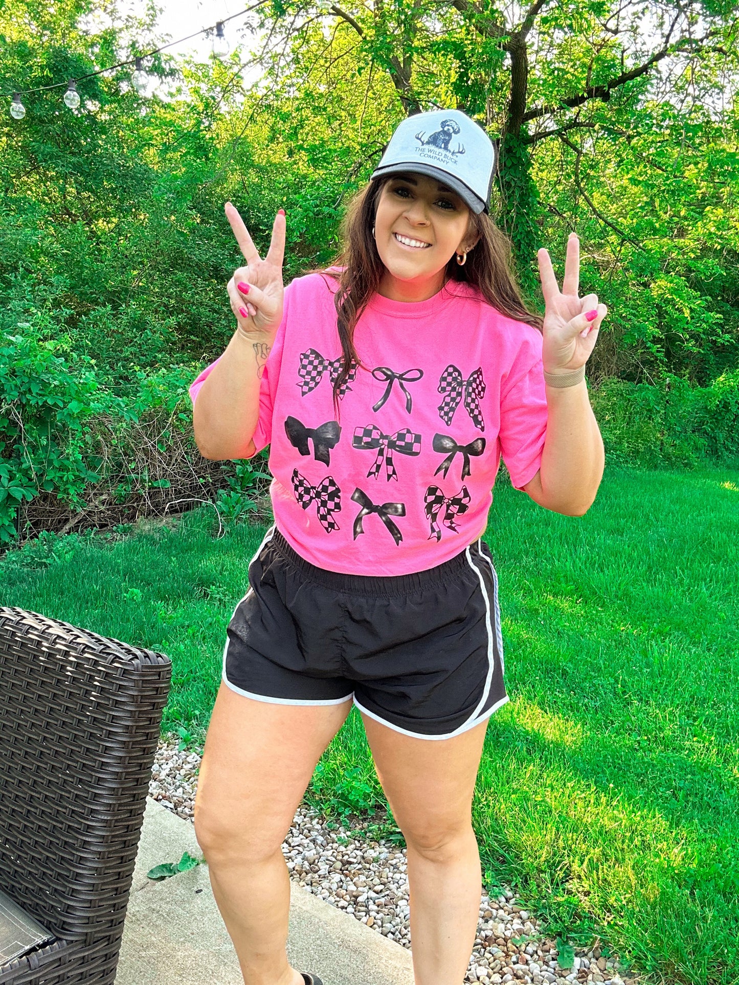 Black Coquette Neon Pink Tee