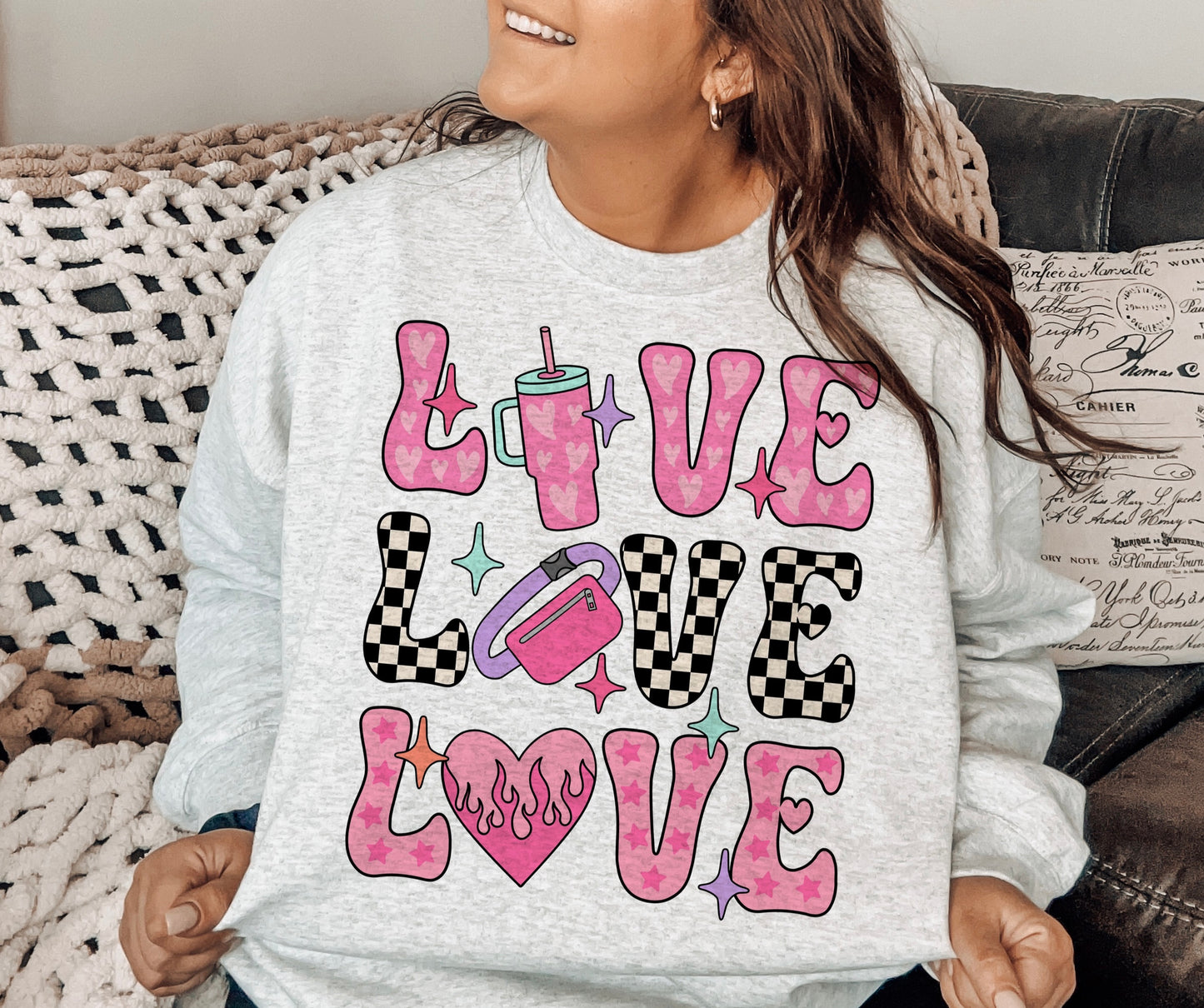 Basic Love Love Love Crewneck Sweatshirt