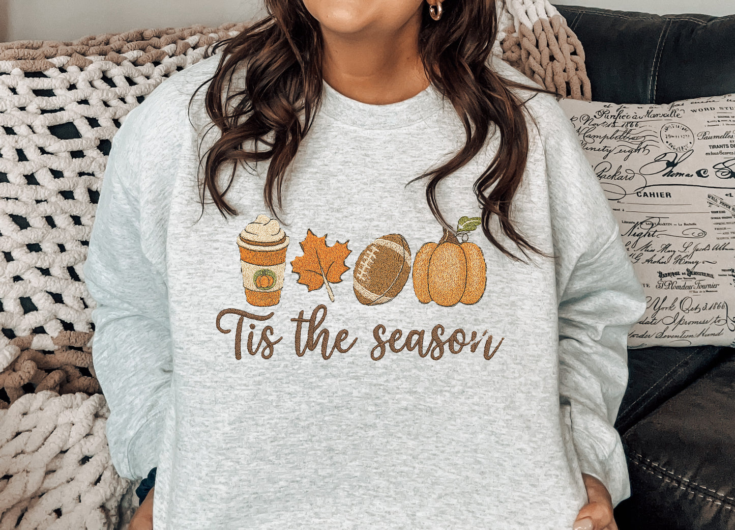 Tis The Season Fall Faux Embroidery