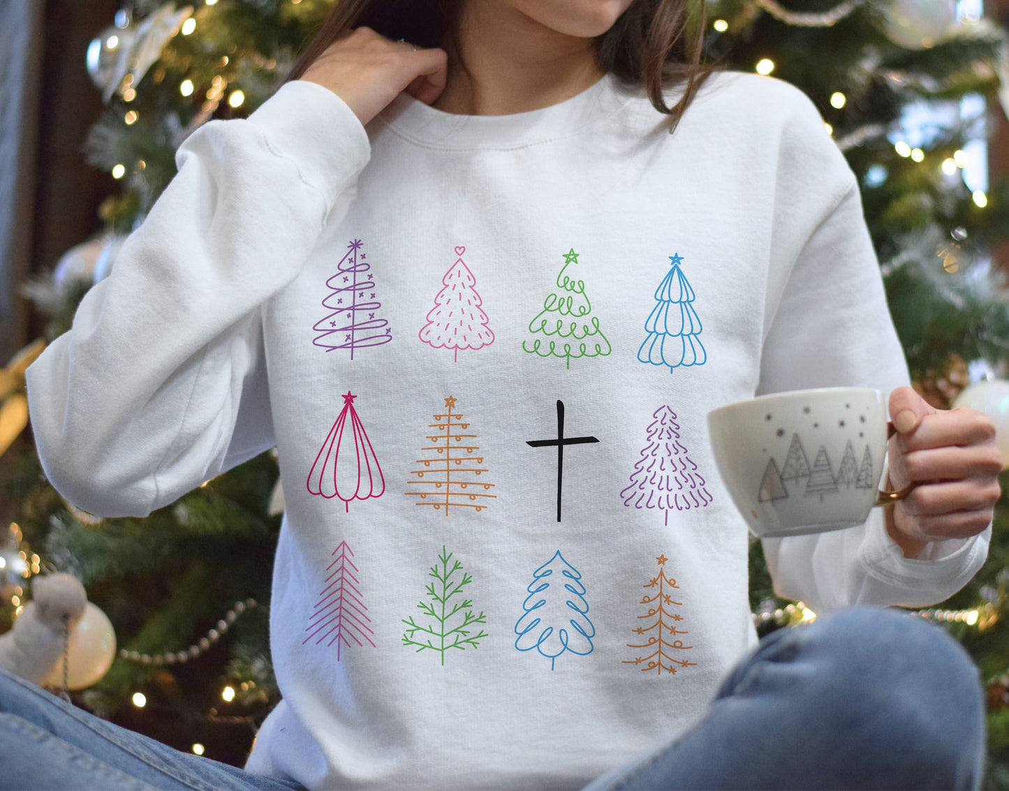 Christmas Trees Cross Crewneck Sweatshirt