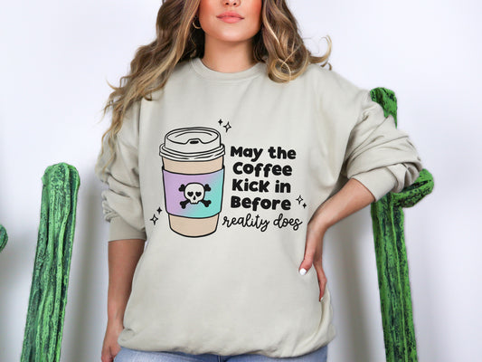 Coffee Before Reality Crewneck Sweatshirt