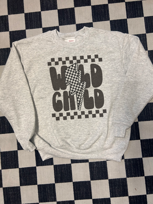 Wild Child Checker Youth Crewneck