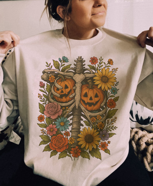 Floral Pumpkin Ribcage