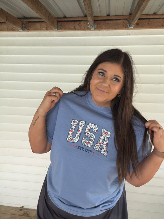 Floral USA - Blue