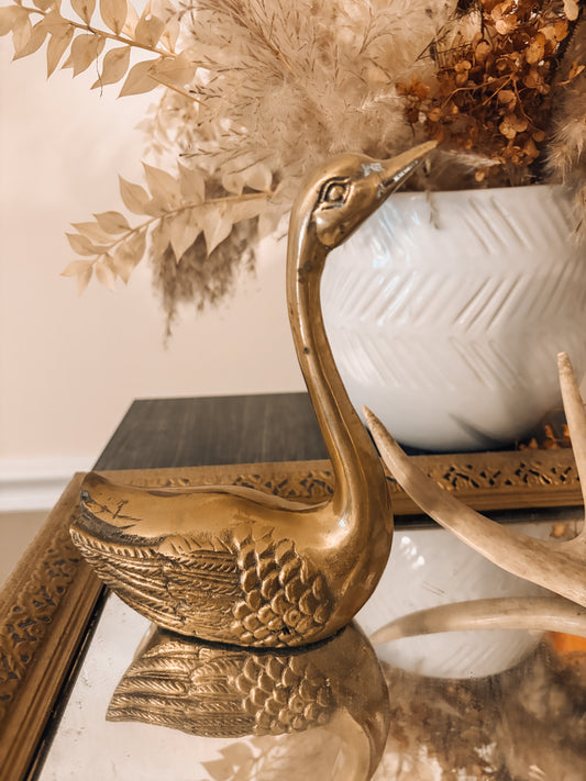 Vintage Brass Swan Figurine