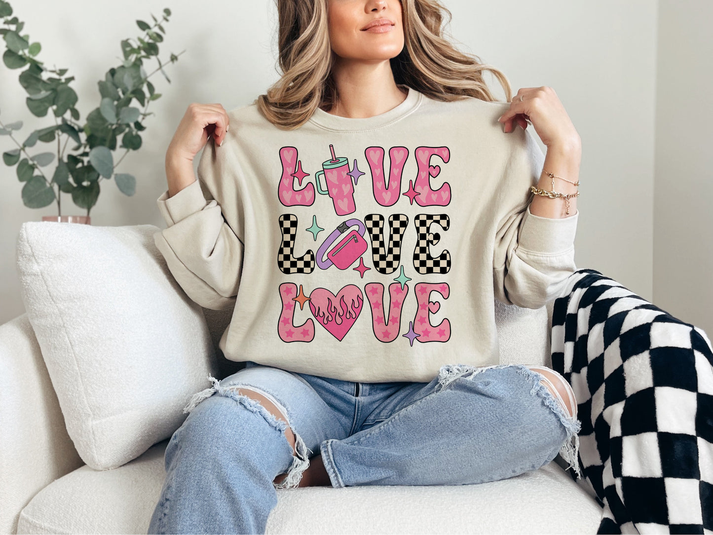 Basic Love Love Love Crewneck Sweatshirt