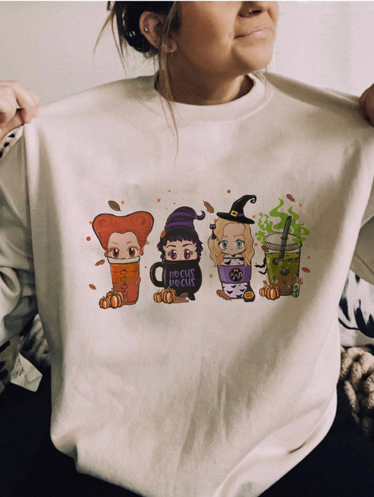 Hocus Pocus Sanderson Sister Fall Coffee Crewneck Sweatshirt