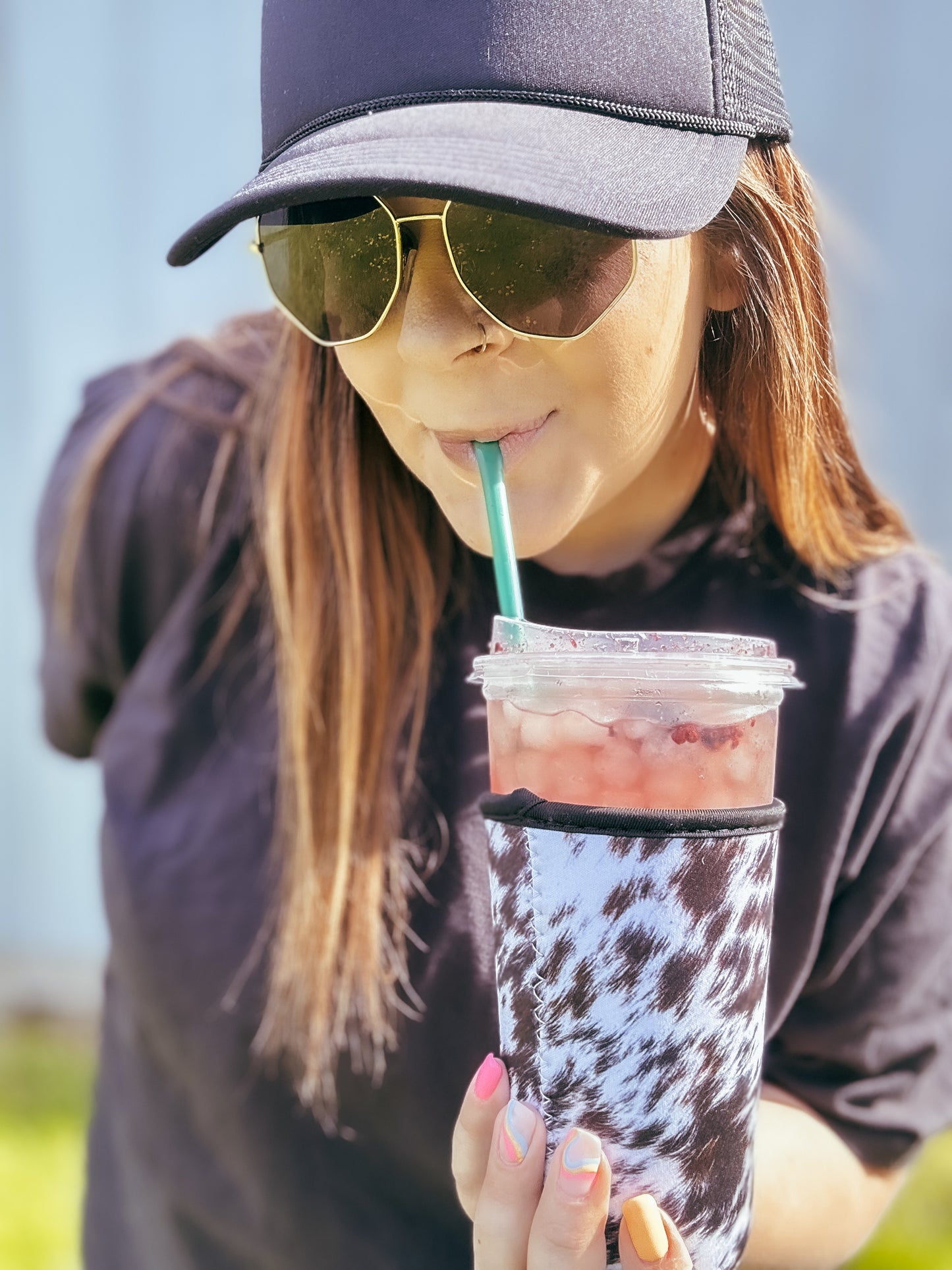 Cowhide Iced Coffee Coozie (20-24oz)