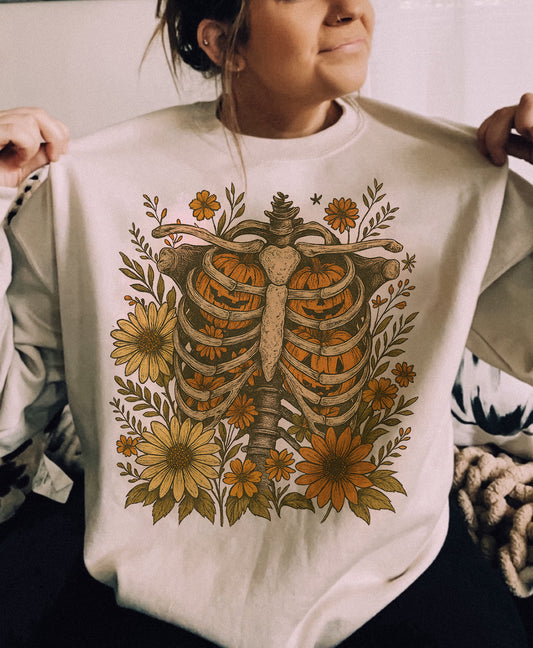 Vintage Halloween Floral Ribcage