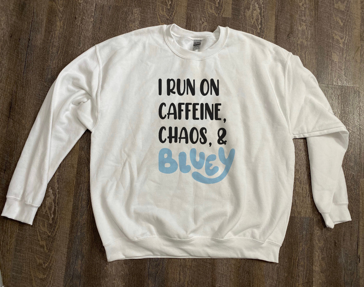 Coffee Chaos And Bluey Crewneck Sweatshirt