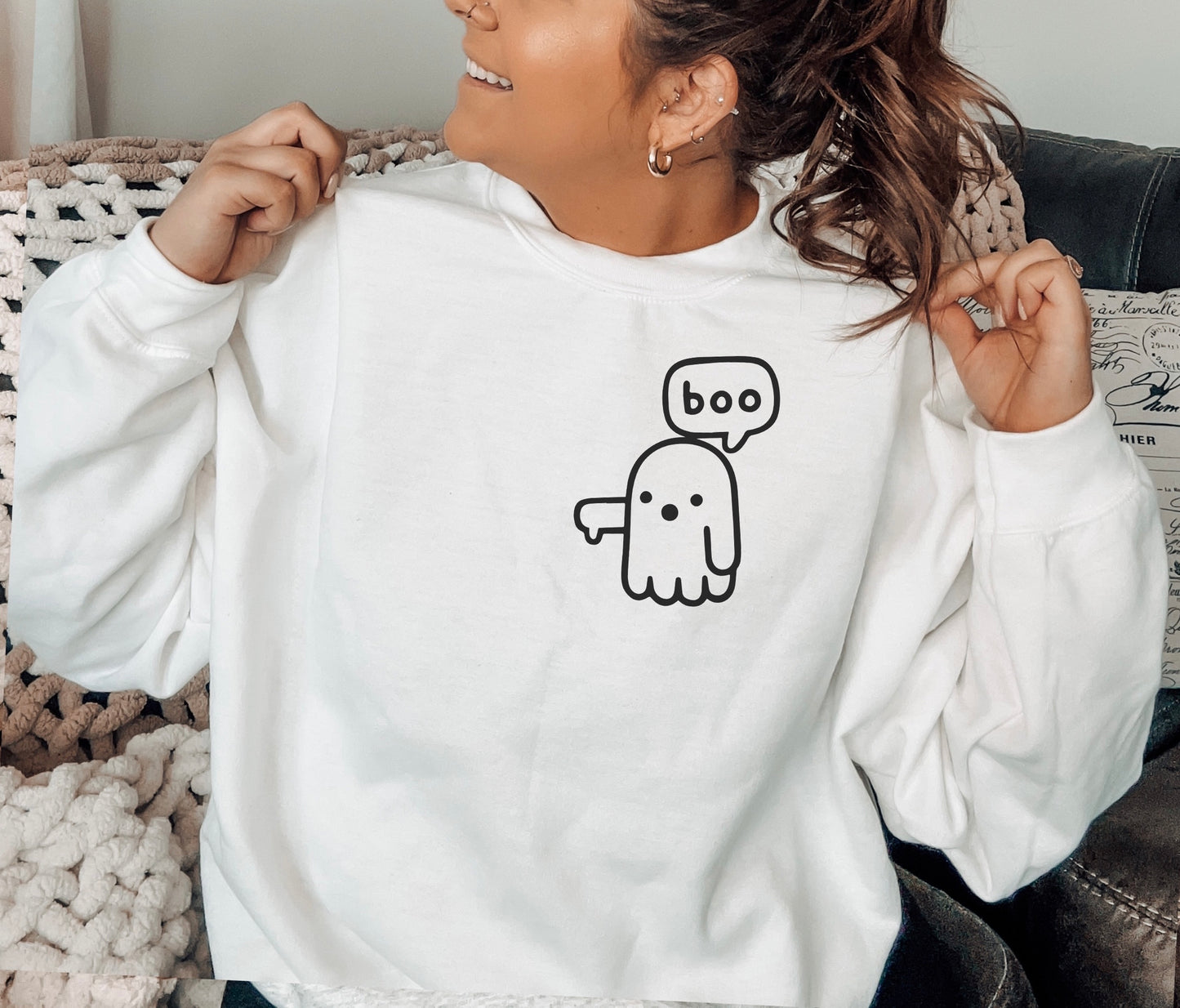 Boo Ghost Crewneck Sweatshirt