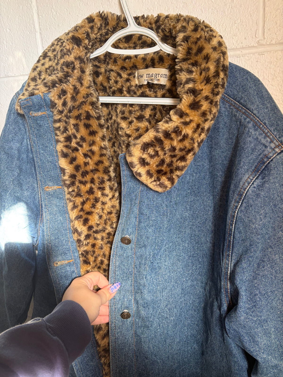 Vintage Lew Magram Leopard Lined Denim Jacket | 2X