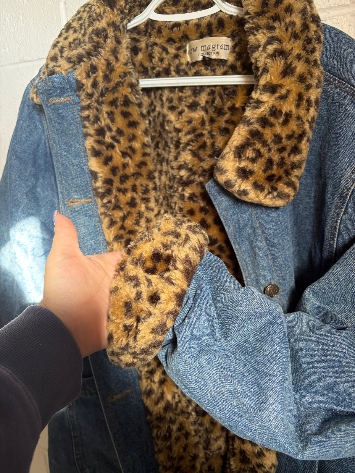 Vintage Lew Magram Leopard Lined Denim Jacket | 2X