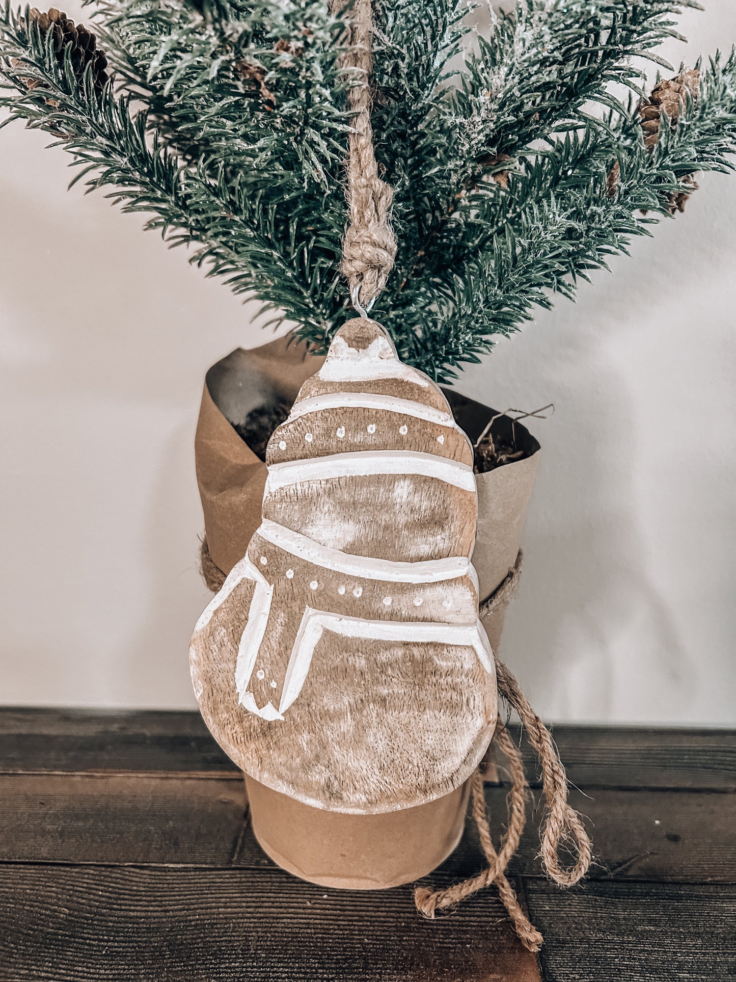 Hand Carved Snowman Ornament