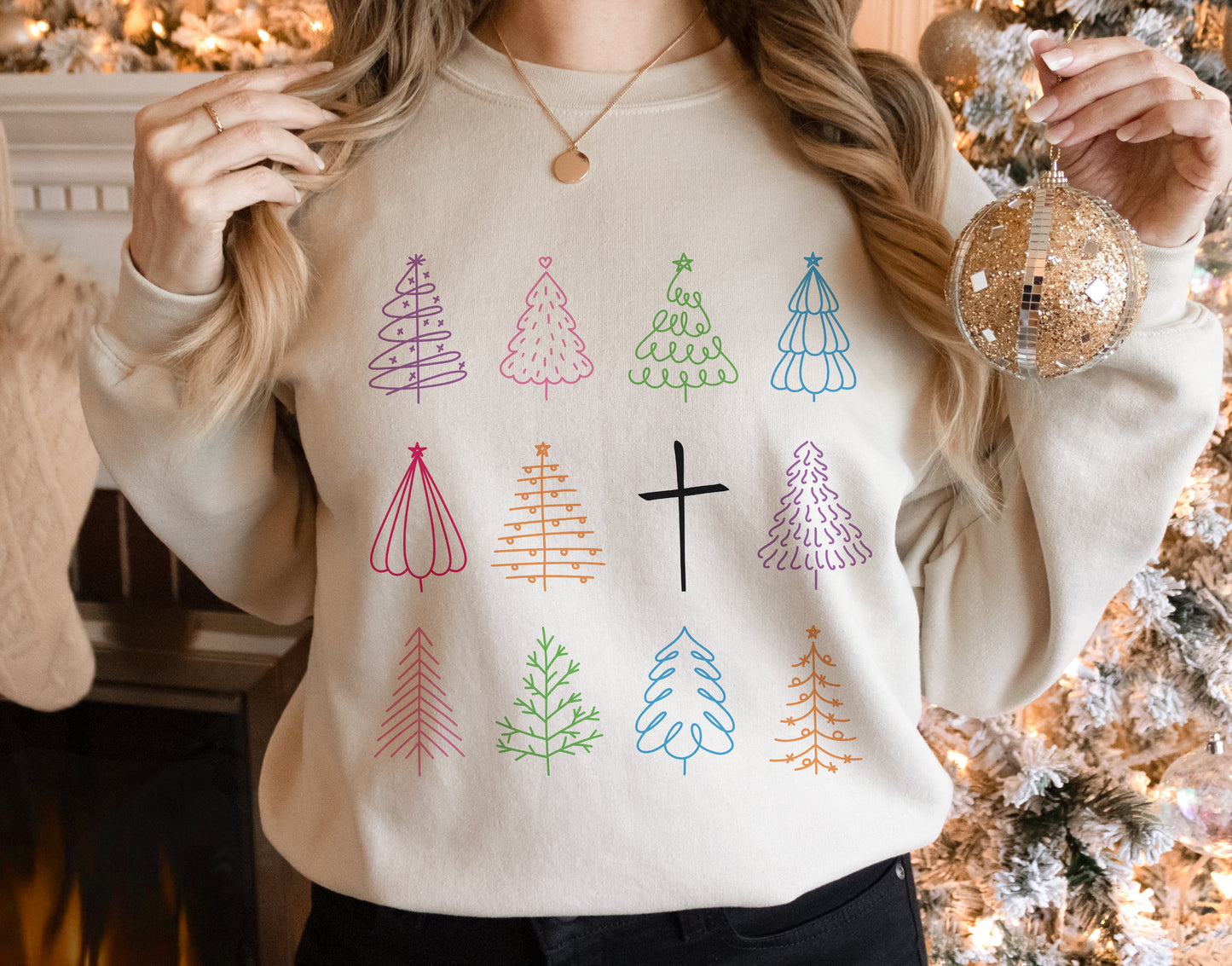 Christmas Trees Cross Crewneck Sweatshirt