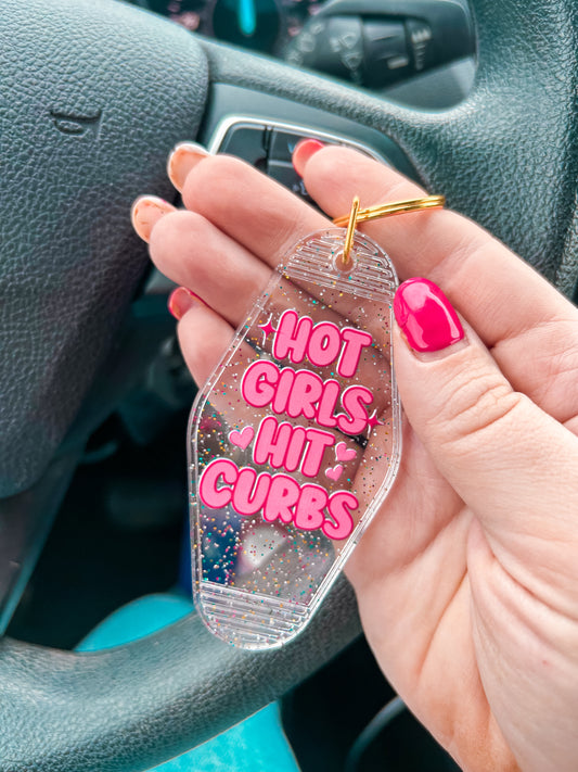 Hot Girls Hit Curbs Hotel Keychain