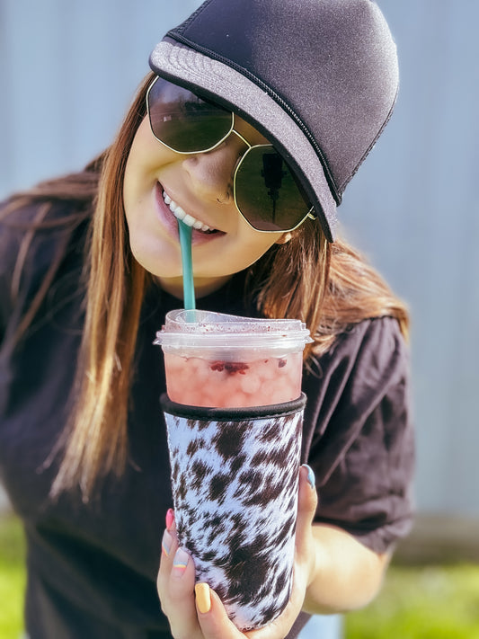 Cowhide Iced Coffee Coozie (20-24oz)