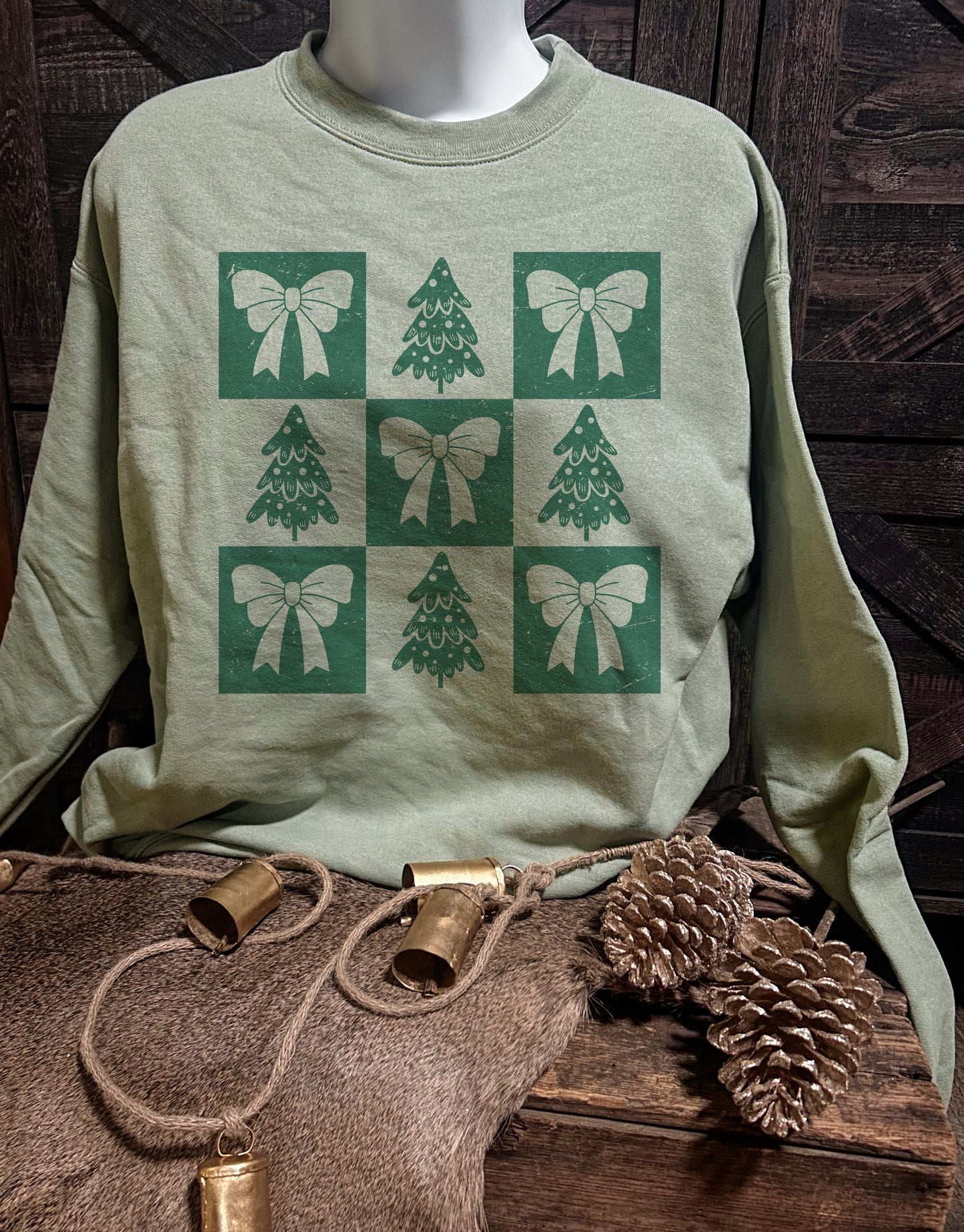 Pine Tree Checker Crewneck Sweatshirt