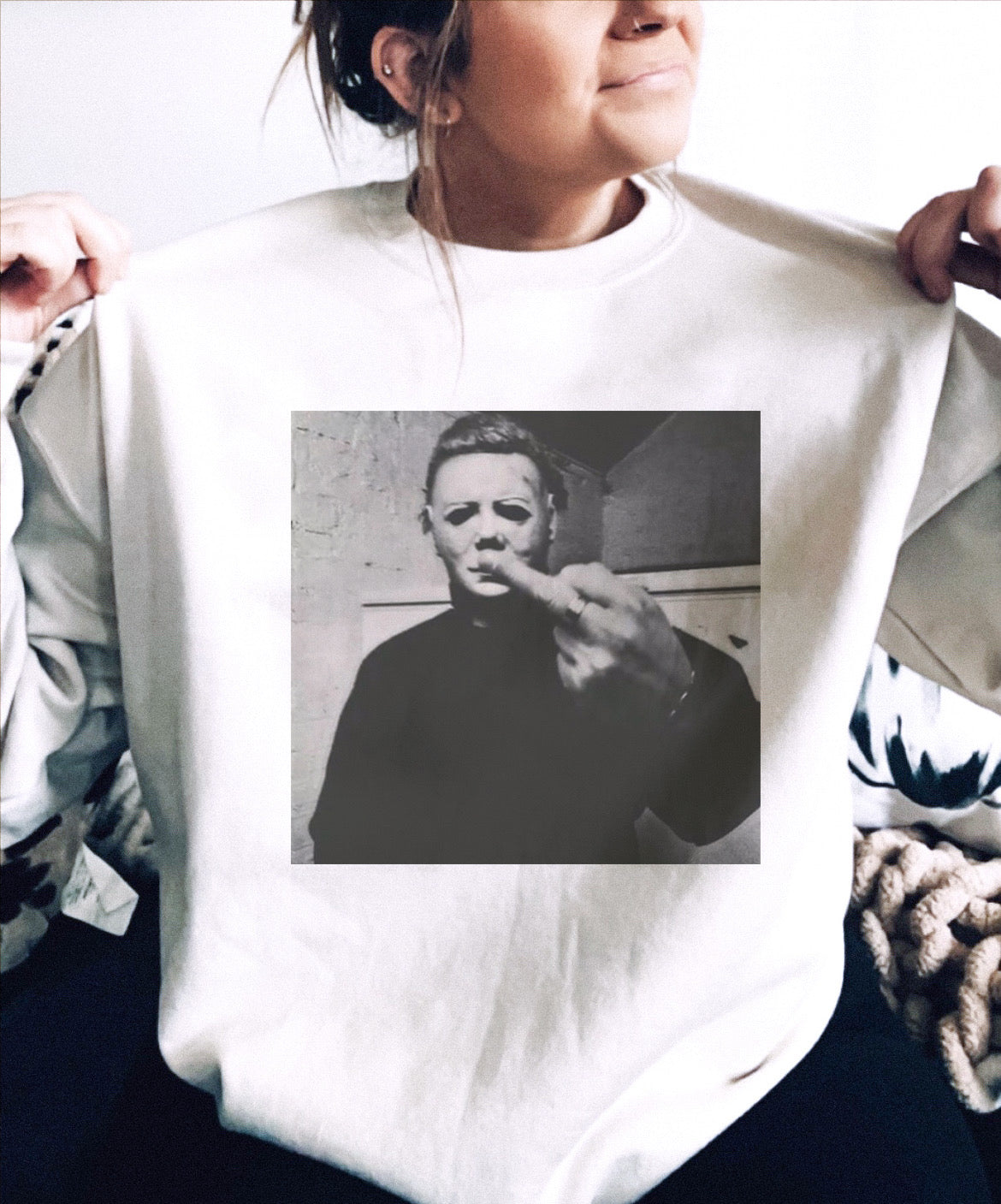 Halloween Middle Finger Crewneck Sweatshirt