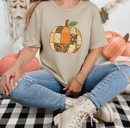 Faux Floral Patchwork Pumpkin