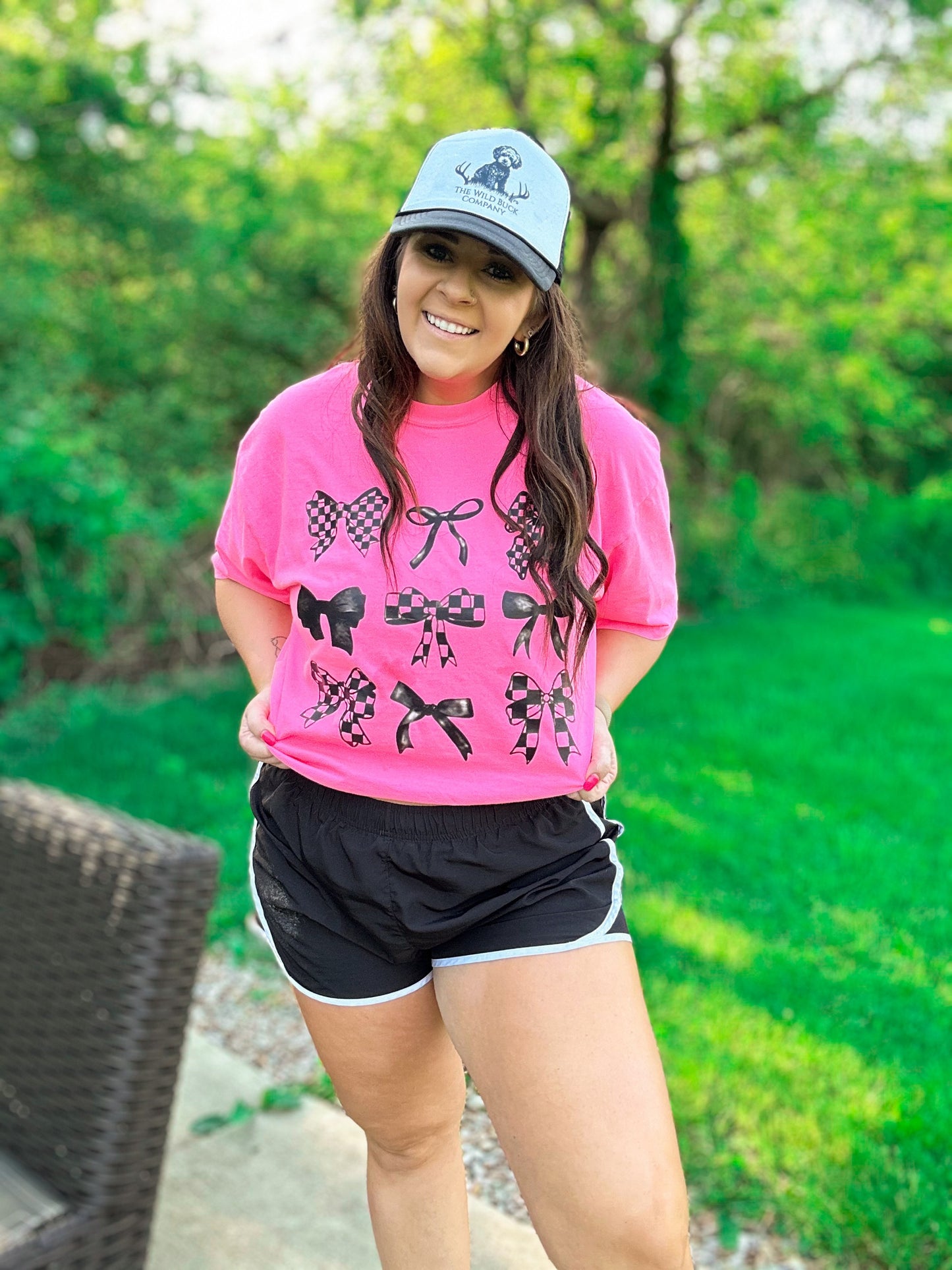 Black Coquette Neon Pink Tee