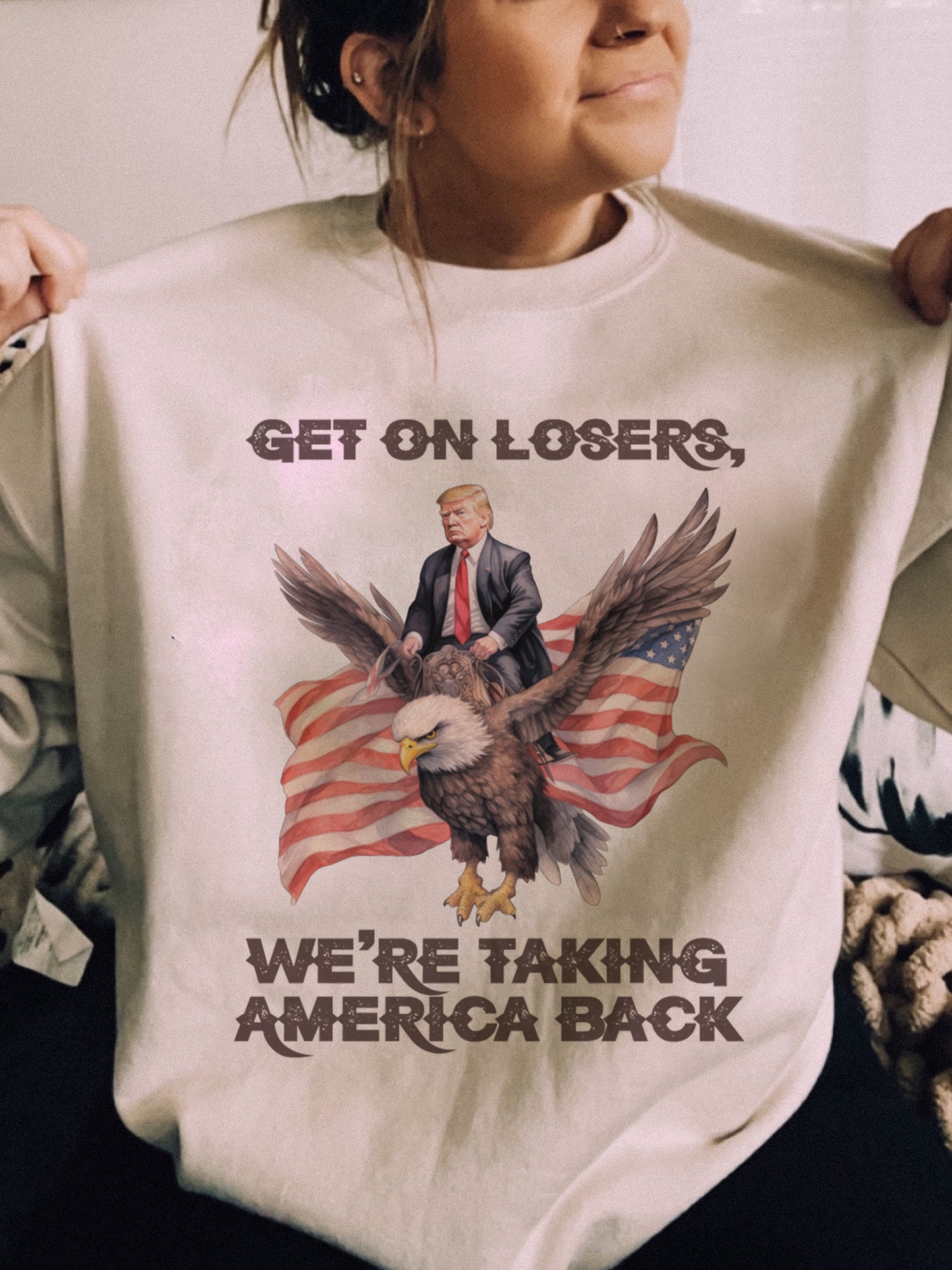 Get On Losers Eagle Trump Crewneck Sweatshirt