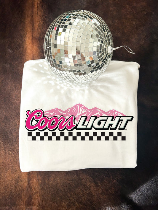 Pink Checker Coors Light Crewneck Sweatshirt