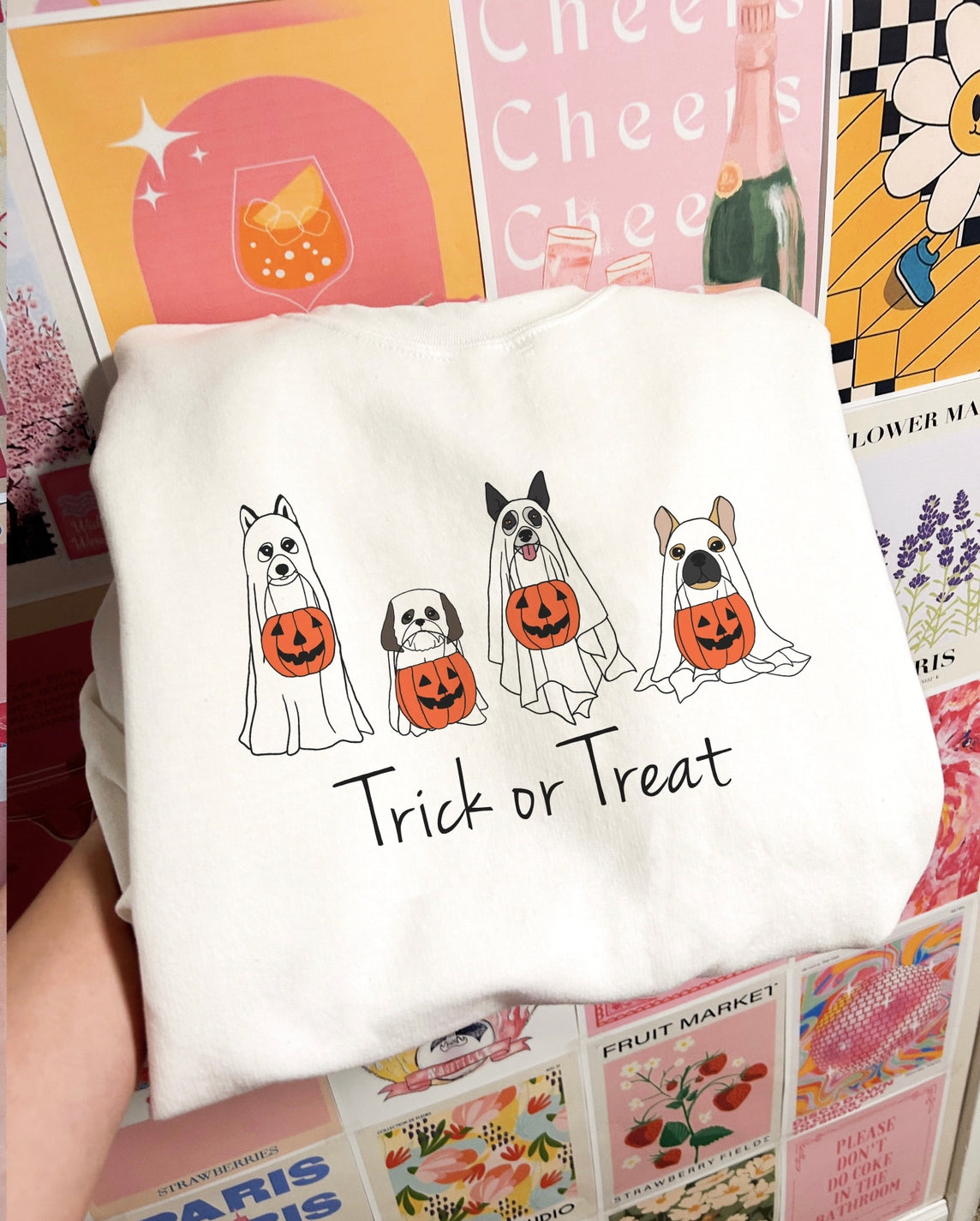 Trick Or Treat Ghost Dogs Crewneck Sweatshirt