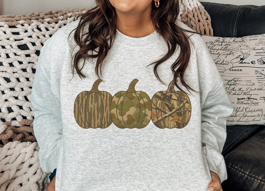 Faux Embroidered Camo Pumpkins