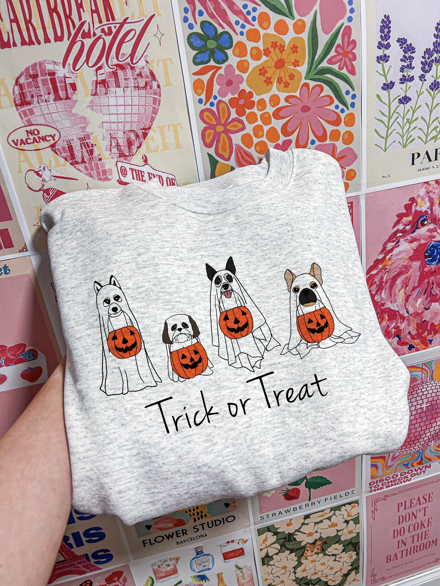 Trick Or Treat Ghost Dogs Crewneck Sweatshirt