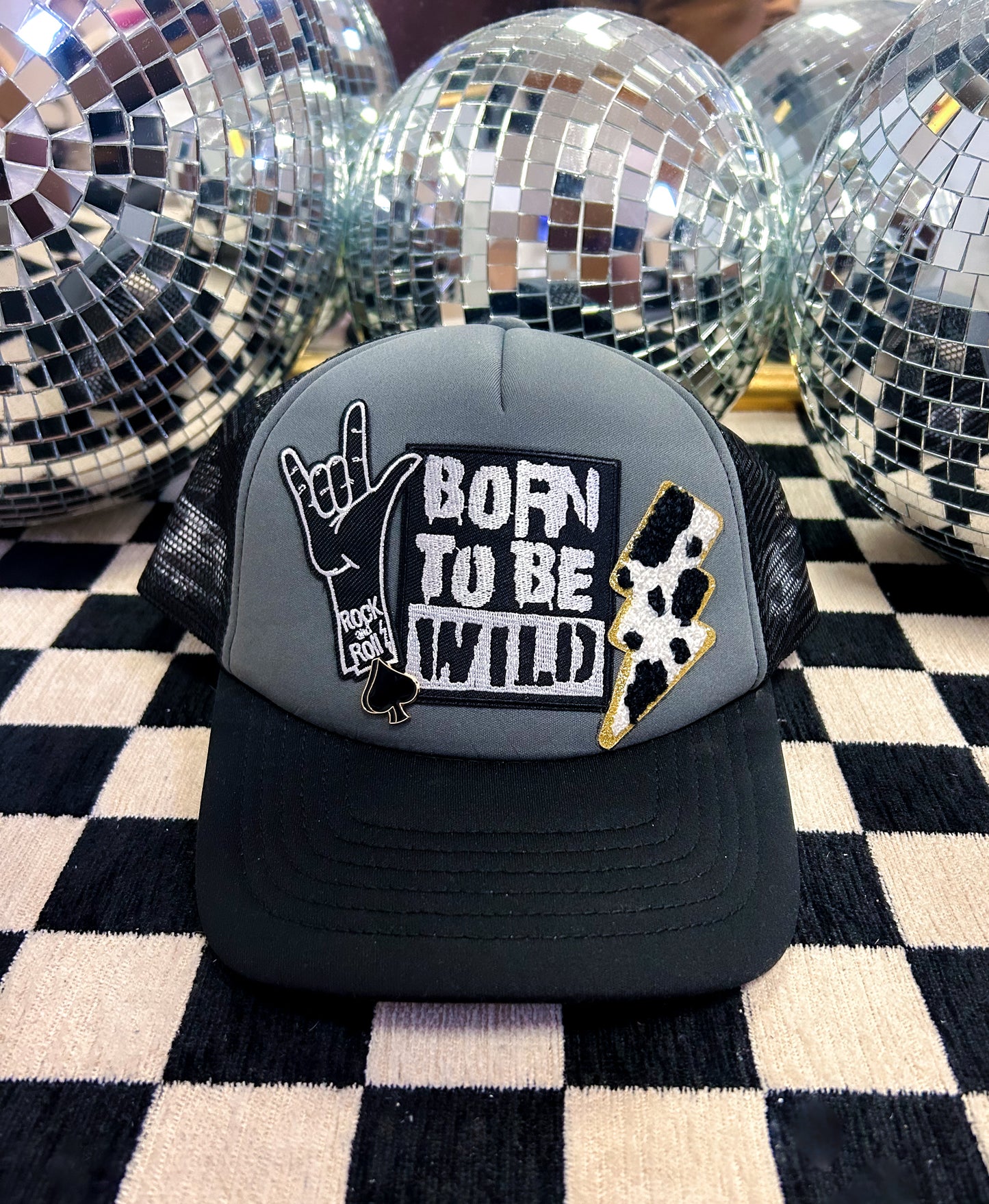 Born To Be Wild Cowprint  One-Of-A-Kind Trucker Hat