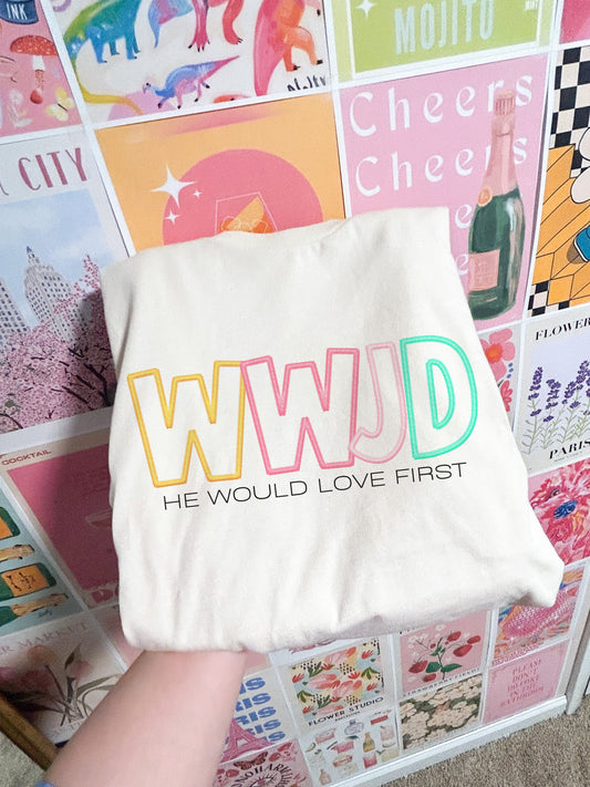 WWJD Faux Embroidery Tee