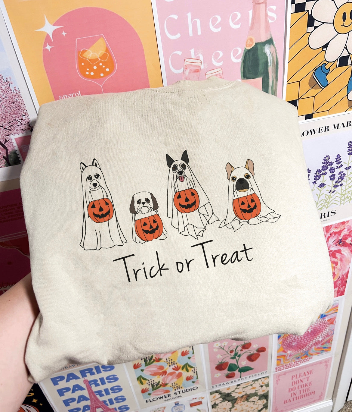 Trick Or Treat Ghost Dogs Crewneck Sweatshirt