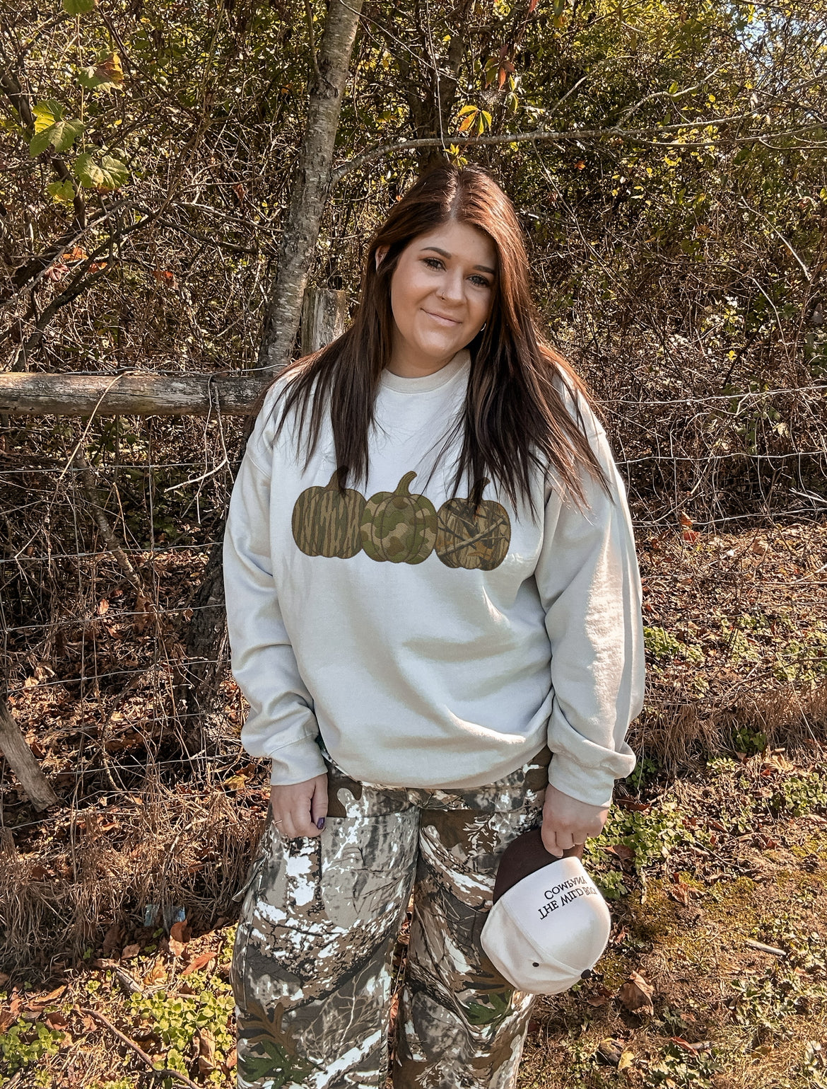 Faux Embroidered Camo Pumpkins