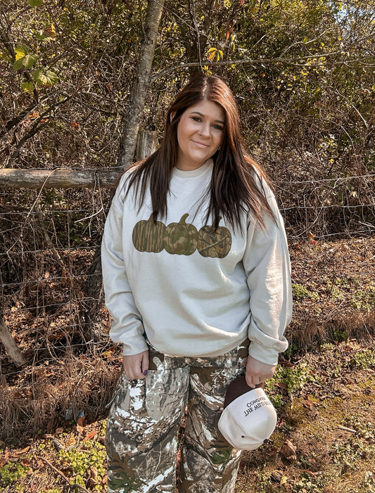 Faux Embroidered Camo Pumpkins