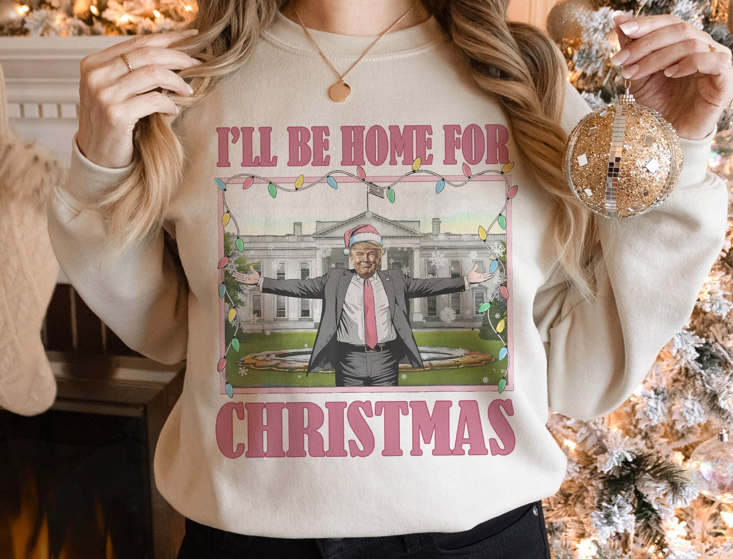 Home For Christmas Trump Crewneck Sweatshirt