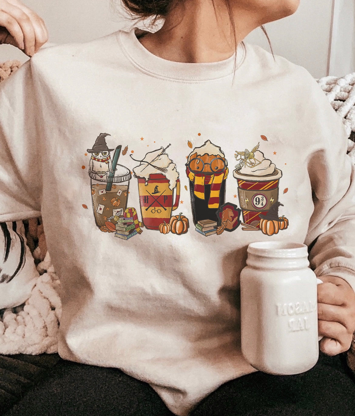 Harry Potter Fall Coffee Crewneck Sweatshirt