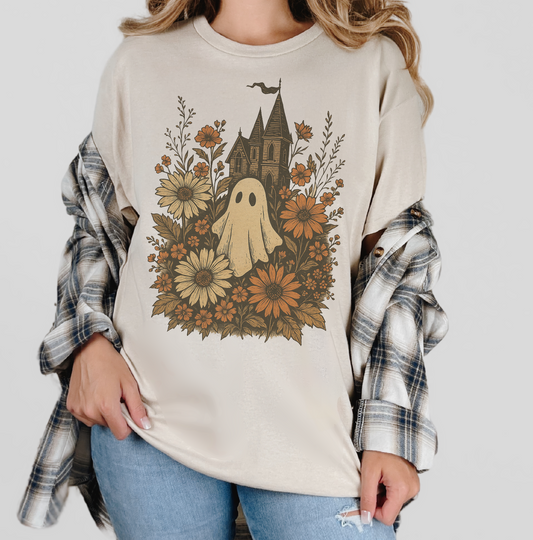 Vintage Floral Haunted House Ghost