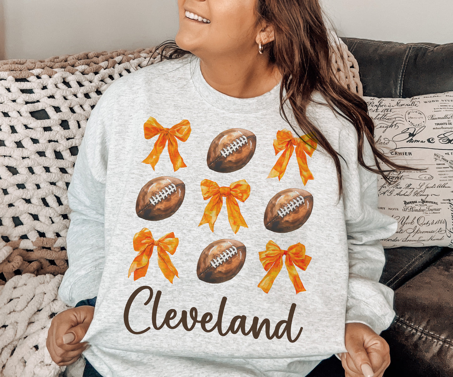 Cleveland Football Coquette Crewneck Sweatshirt