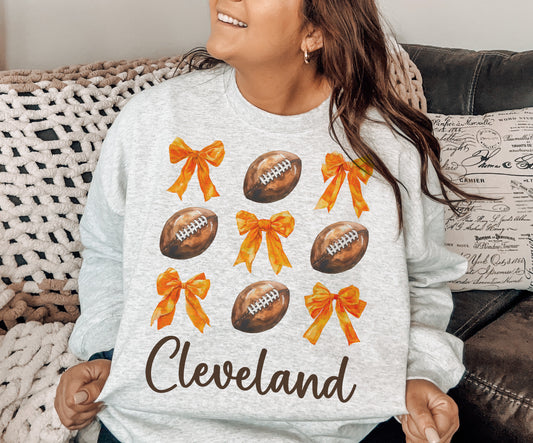 Cleveland Football Coquette Crewneck Sweatshirt