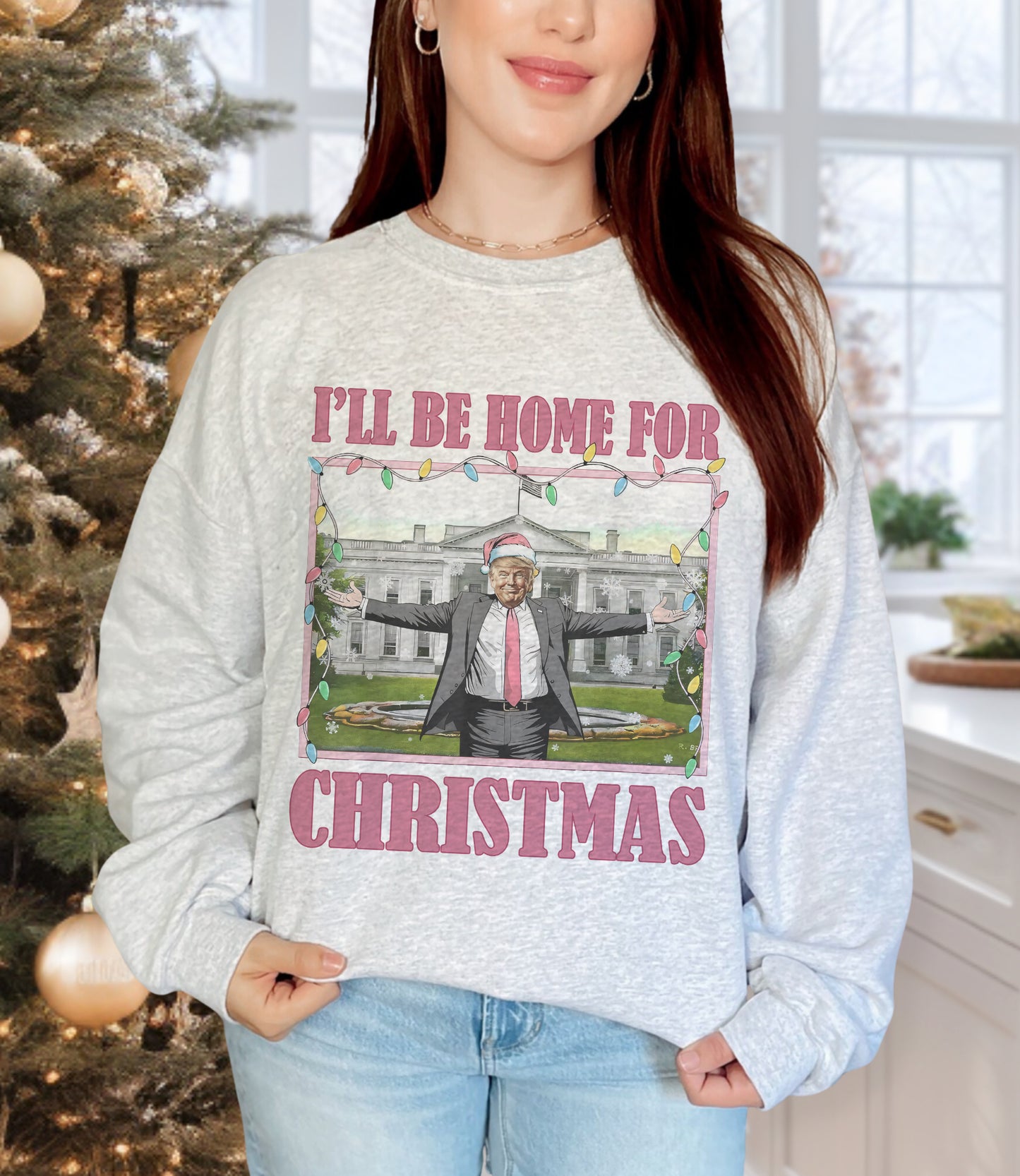 Home For Christmas Trump Crewneck Sweatshirt