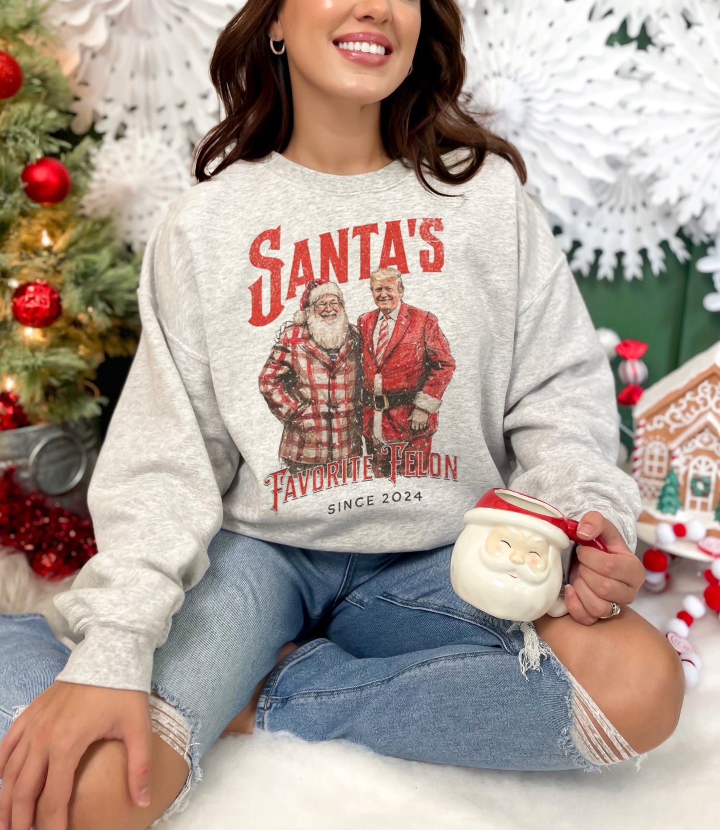 Santas Favorite Felon Crewneck Sweatshirt