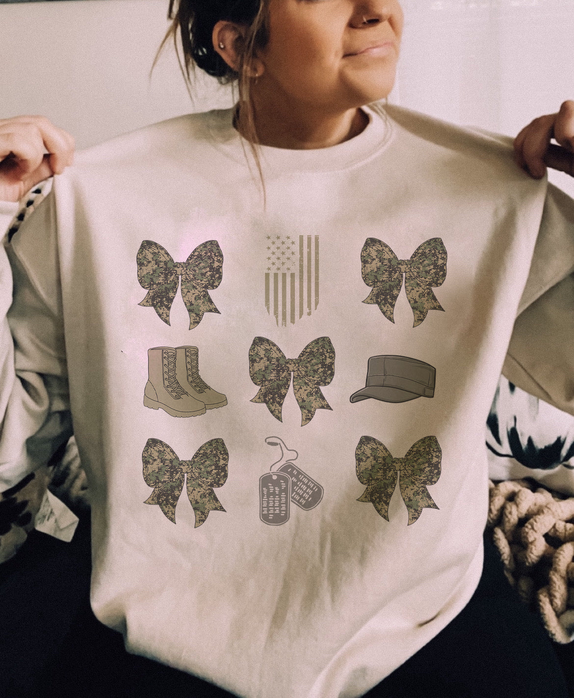 Military Bows Crewneck Sweatshirt