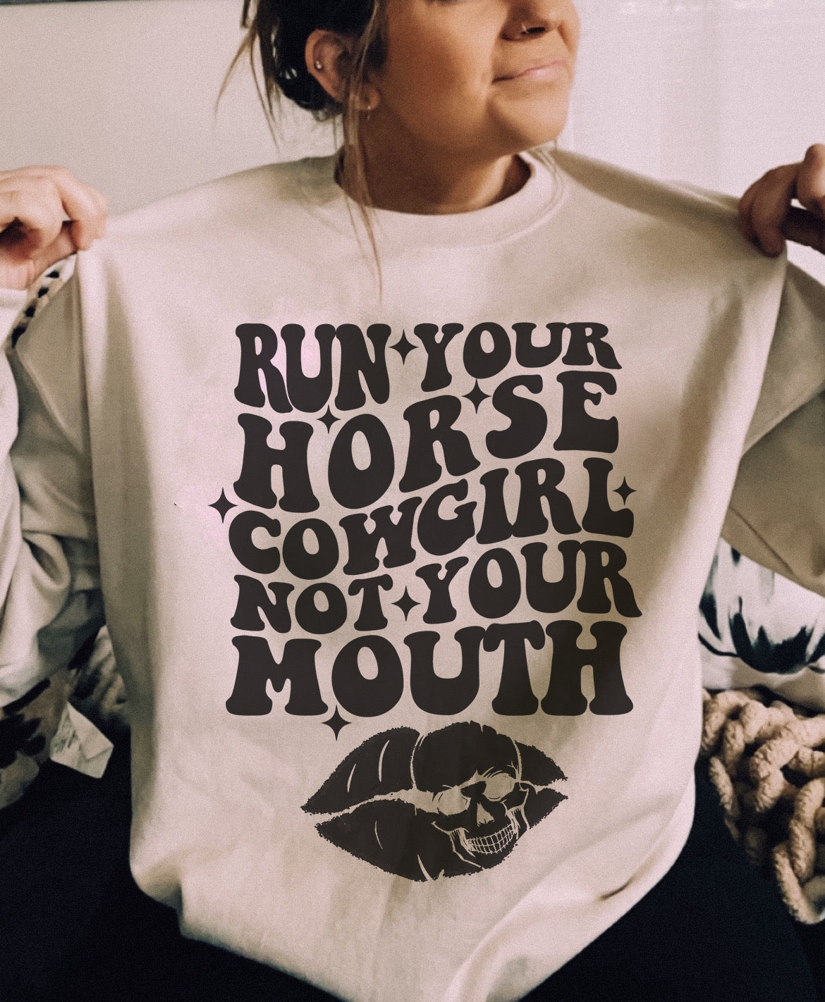 Run Your Horse Cowgirl Crewneck Sweatshirt